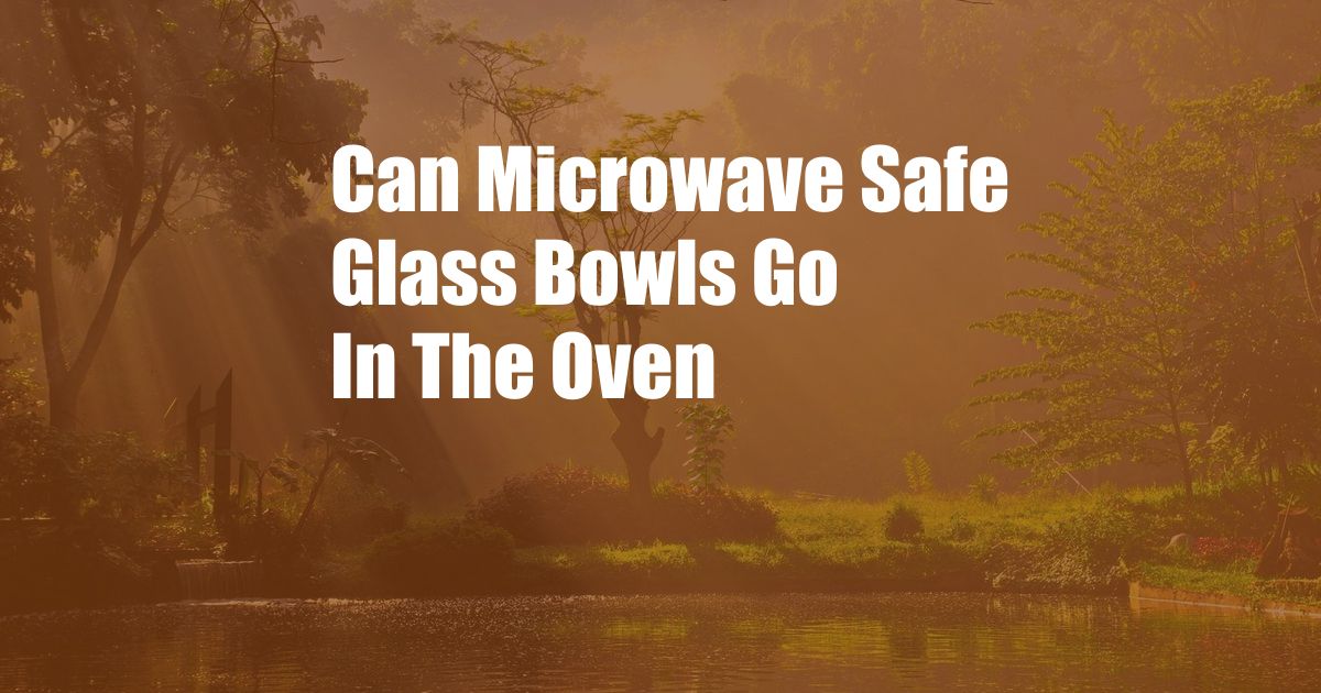 Can Microwave Safe Glass Bowls Go In The Oven