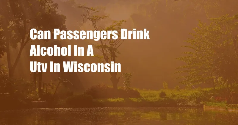 Can Passengers Drink Alcohol In A Utv In Wisconsin