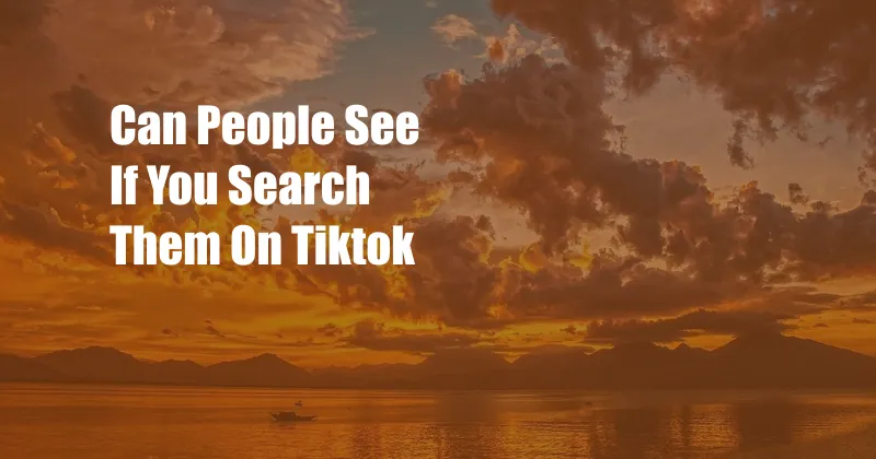 Can People See If You Search Them On Tiktok