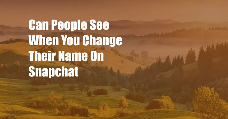 Can People See When You Change Their Name On Snapchat