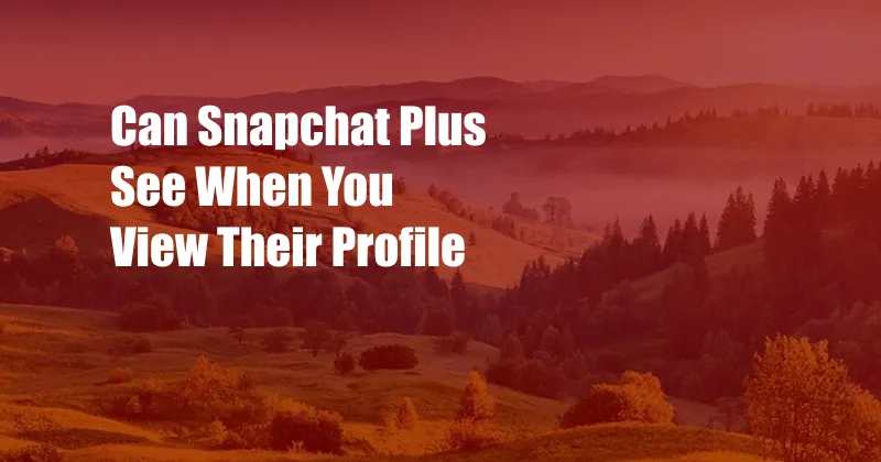 Can Snapchat Plus See When You View Their Profile