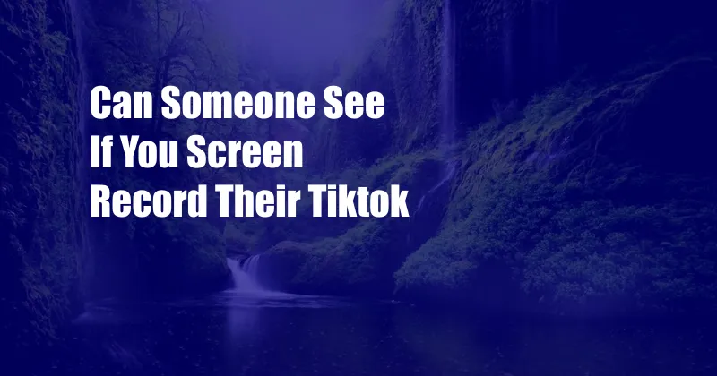 Can Someone See If You Screen Record Their Tiktok