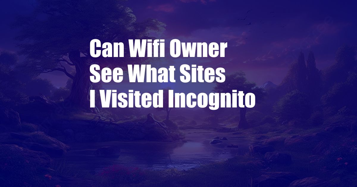 Can Wifi Owner See What Sites I Visited Incognito