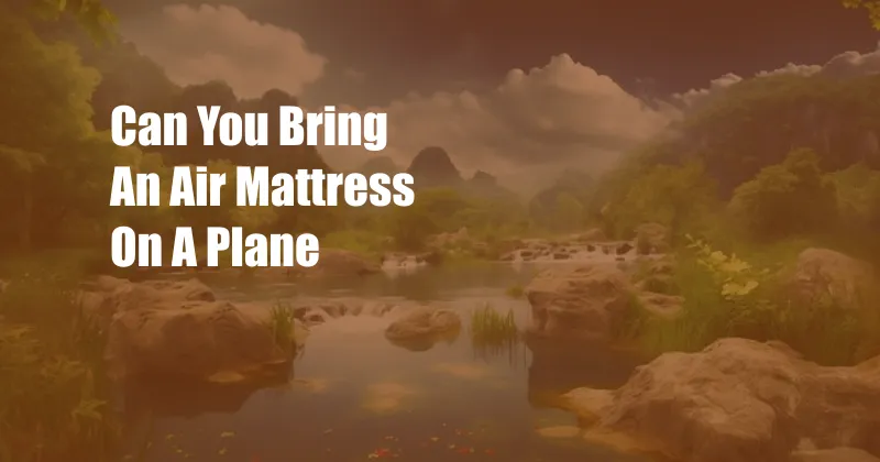 Can You Bring An Air Mattress On A Plane