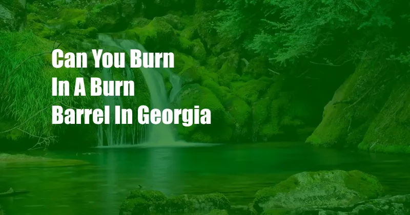 Can You Burn In A Burn Barrel In Georgia