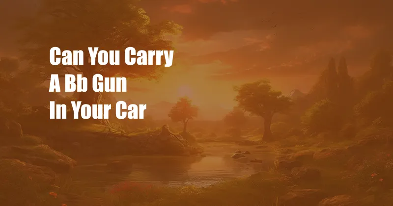 Can You Carry A Bb Gun In Your Car