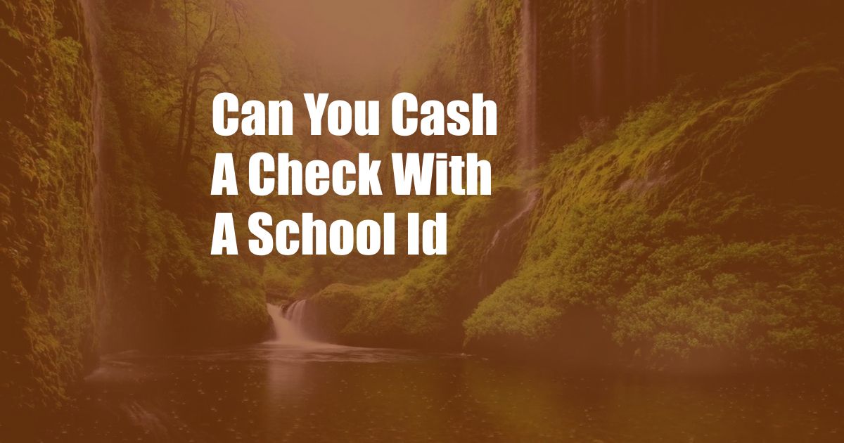 Can You Cash A Check With A School Id