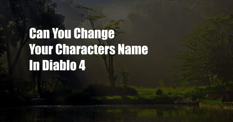 Can You Change Your Characters Name In Diablo 4