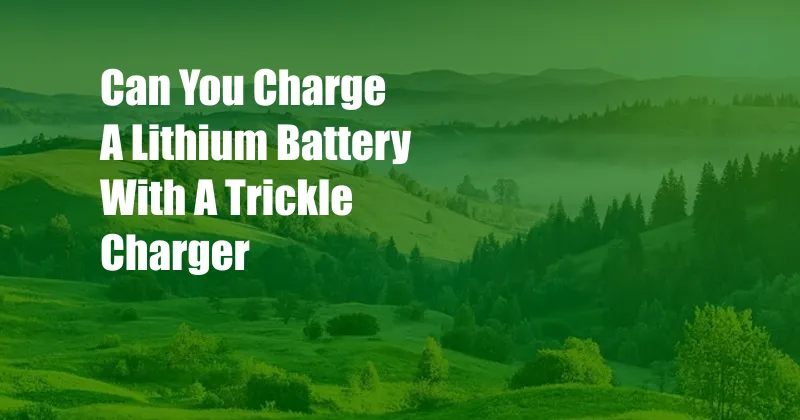 Can You Charge A Lithium Battery With A Trickle Charger