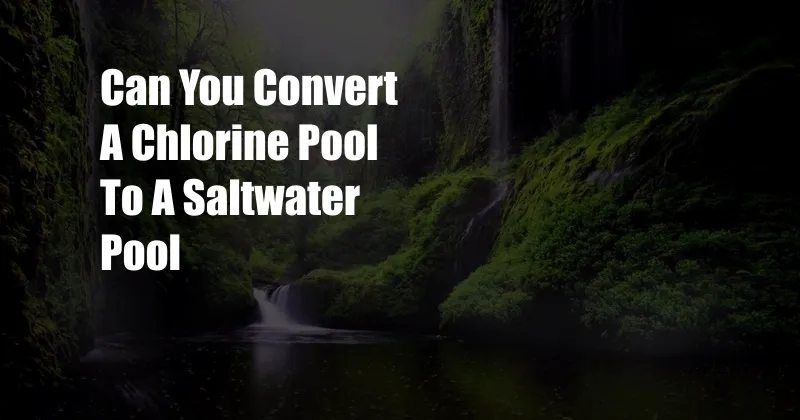 Can You Convert A Chlorine Pool To A Saltwater Pool