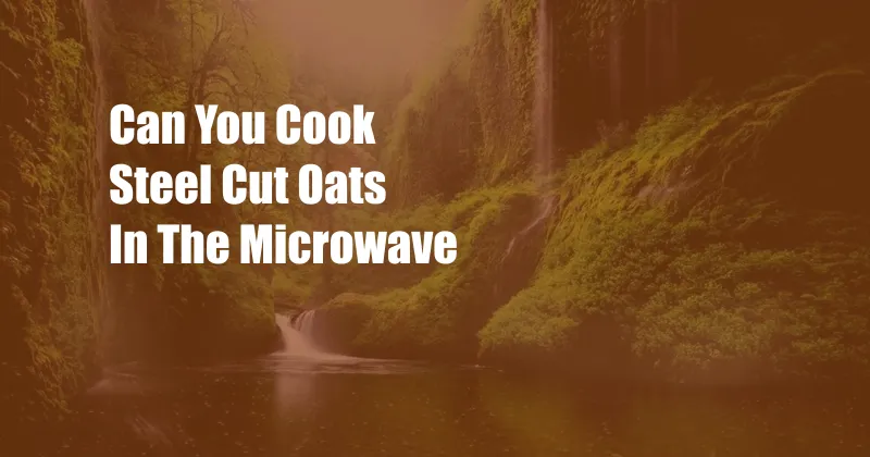 Can You Cook Steel Cut Oats In The Microwave