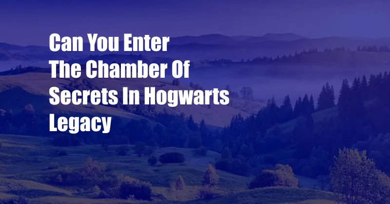 Can You Enter The Chamber Of Secrets In Hogwarts Legacy