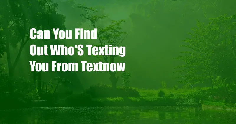 Can You Find Out Who'S Texting You From Textnow