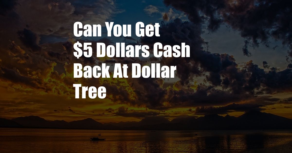 Can You Get $5 Dollars Cash Back At Dollar Tree