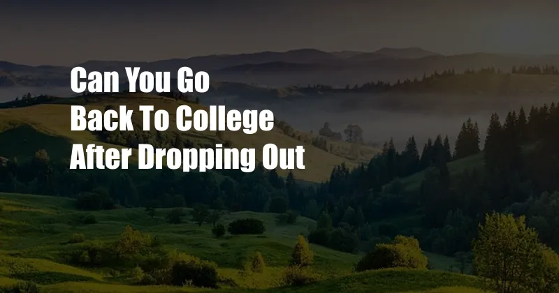 Can You Go Back To College After Dropping Out