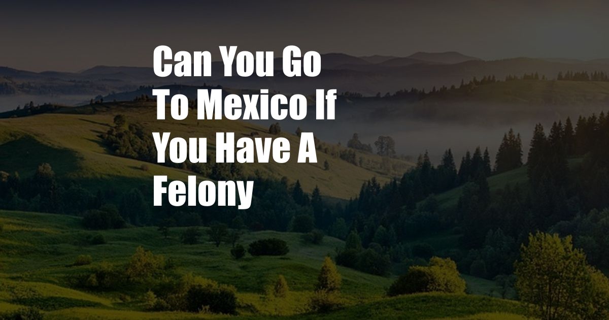 Can You Go To Mexico If You Have A Felony