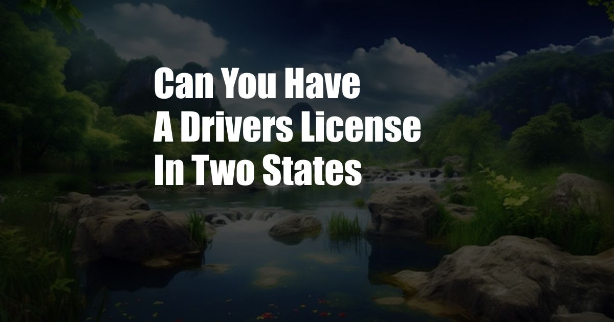 Can You Have A Drivers License In Two States