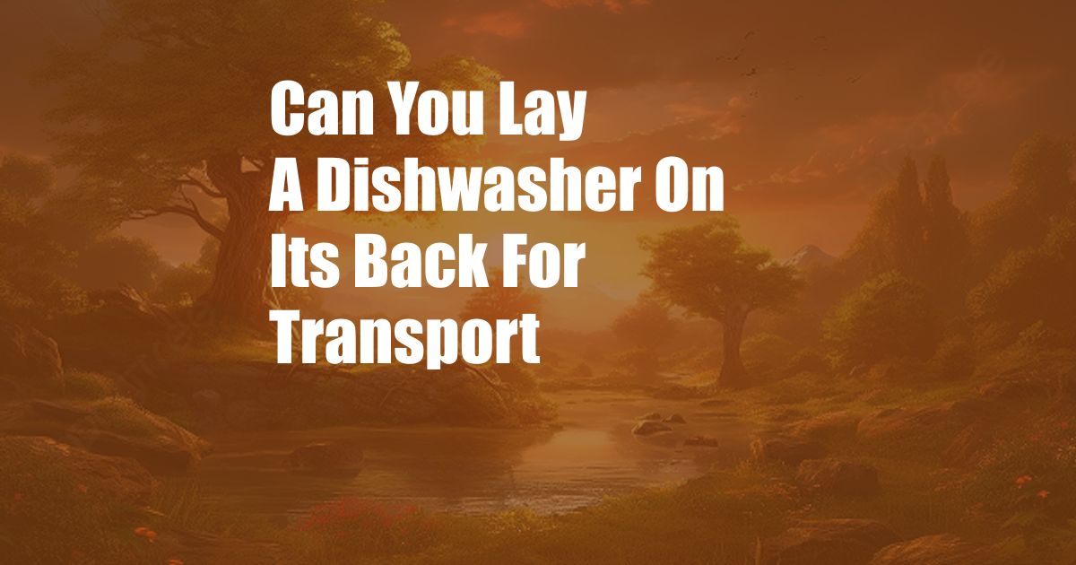 Can You Lay A Dishwasher On Its Back For Transport