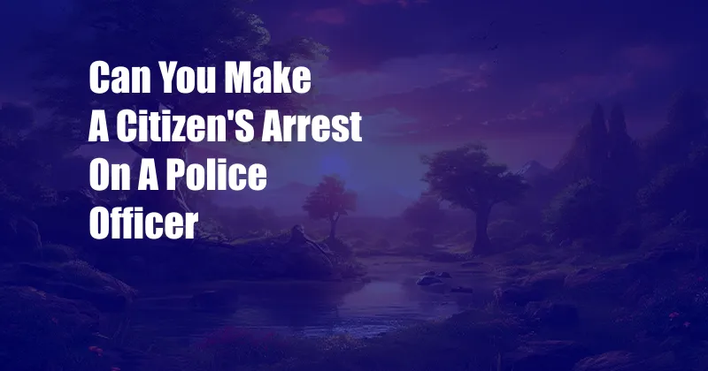 Can You Make A Citizen'S Arrest On A Police Officer