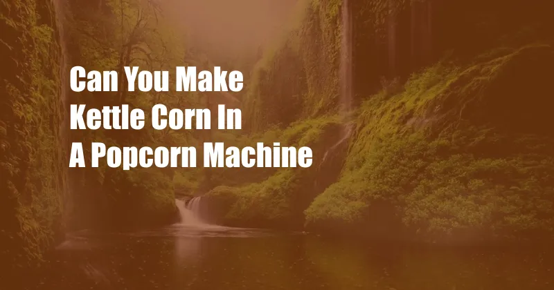 Can You Make Kettle Corn In A Popcorn Machine