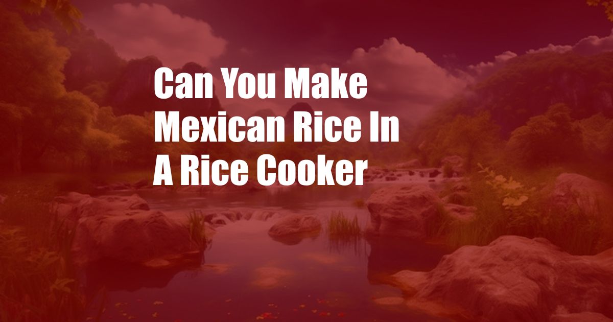 Can You Make Mexican Rice In A Rice Cooker