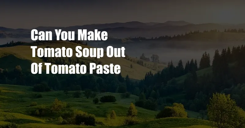 Can You Make Tomato Soup Out Of Tomato Paste