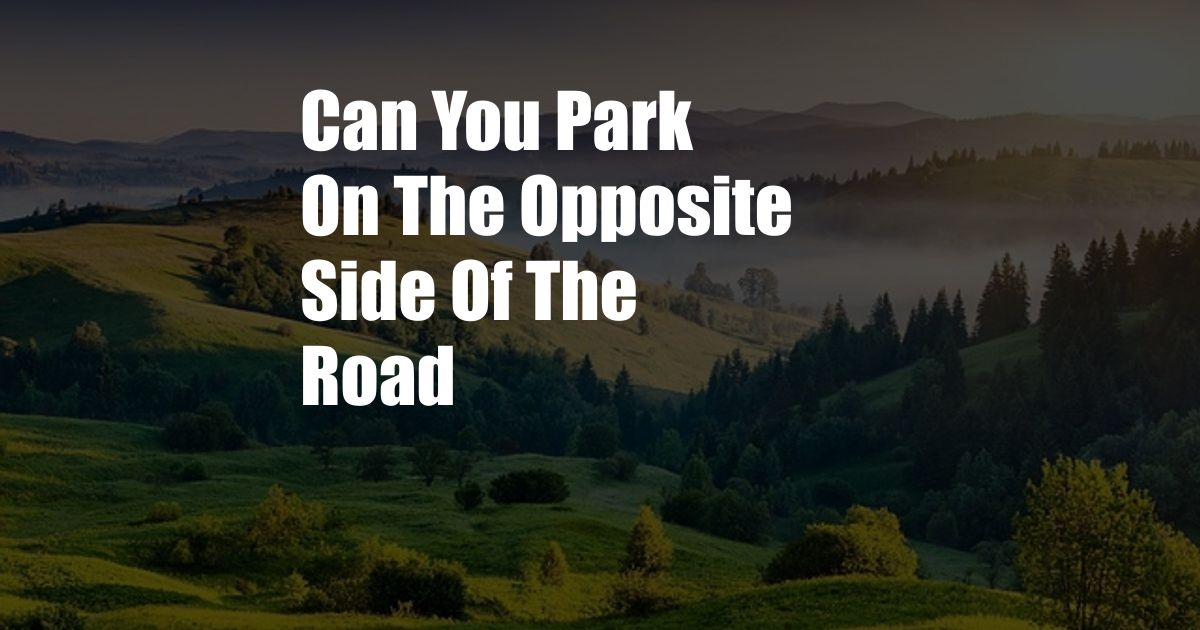 Can You Park On The Opposite Side Of The Road