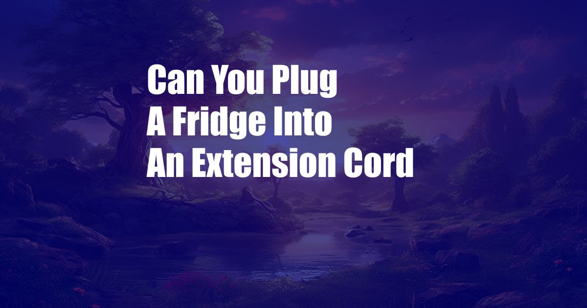 Can You Plug A Fridge Into An Extension Cord