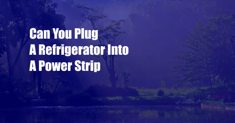 Can You Plug A Refrigerator Into A Power Strip