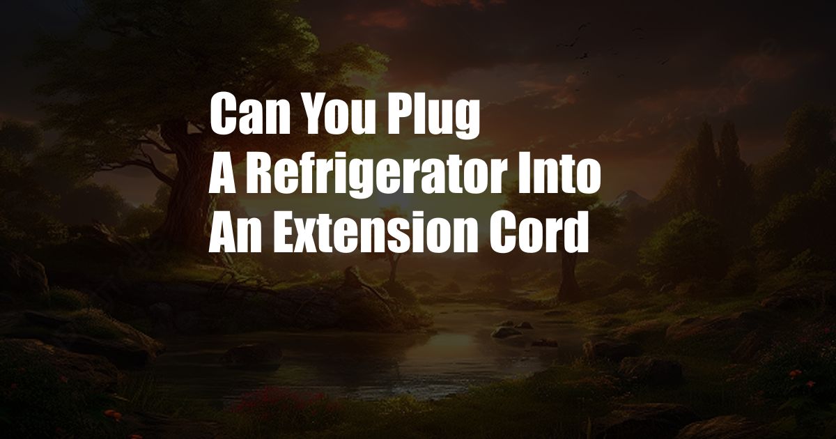 Can You Plug A Refrigerator Into An Extension Cord