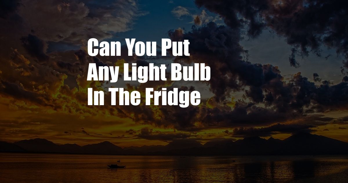 Can You Put Any Light Bulb In The Fridge