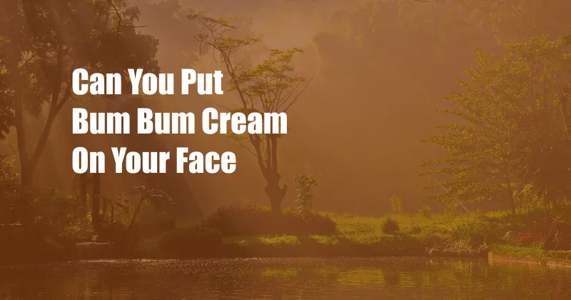 Can You Put Bum Bum Cream On Your Face