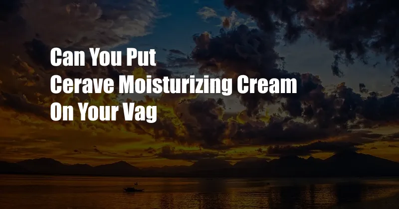 Can You Put Cerave Moisturizing Cream On Your Vag