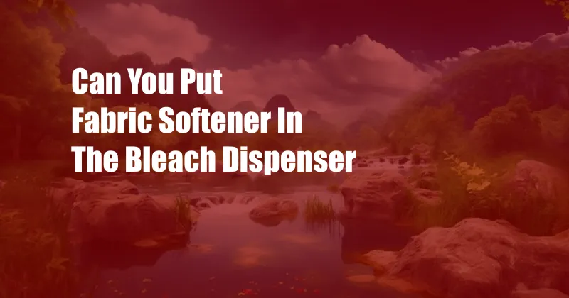 Can You Put Fabric Softener In The Bleach Dispenser