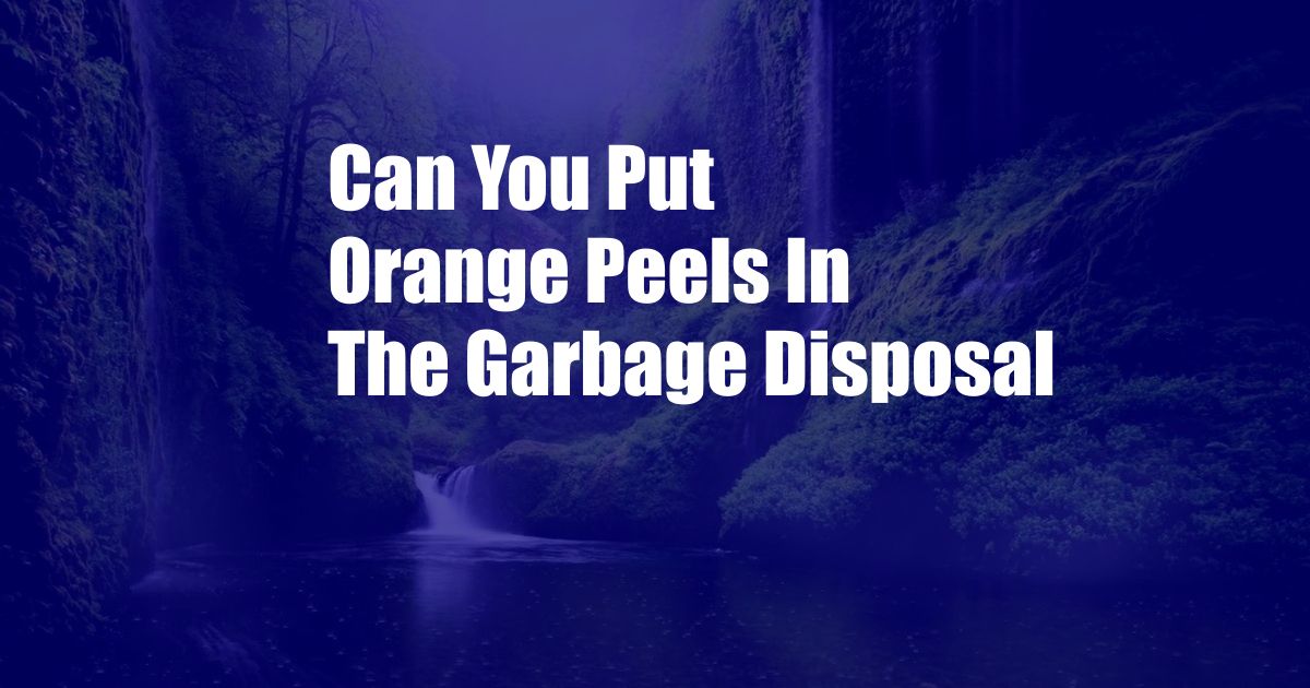 Can You Put Orange Peels In The Garbage Disposal