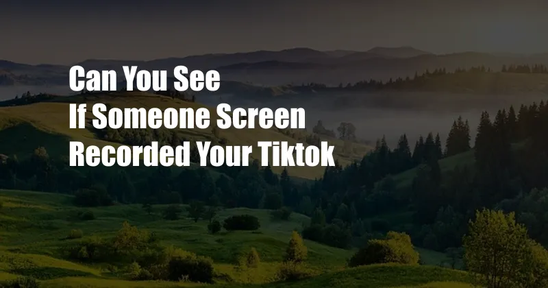 Can You See If Someone Screen Recorded Your Tiktok