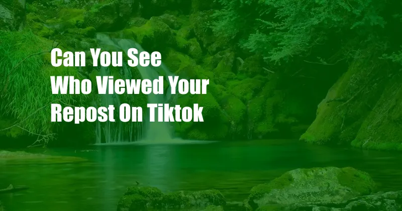 Can You See Who Viewed Your Repost On Tiktok