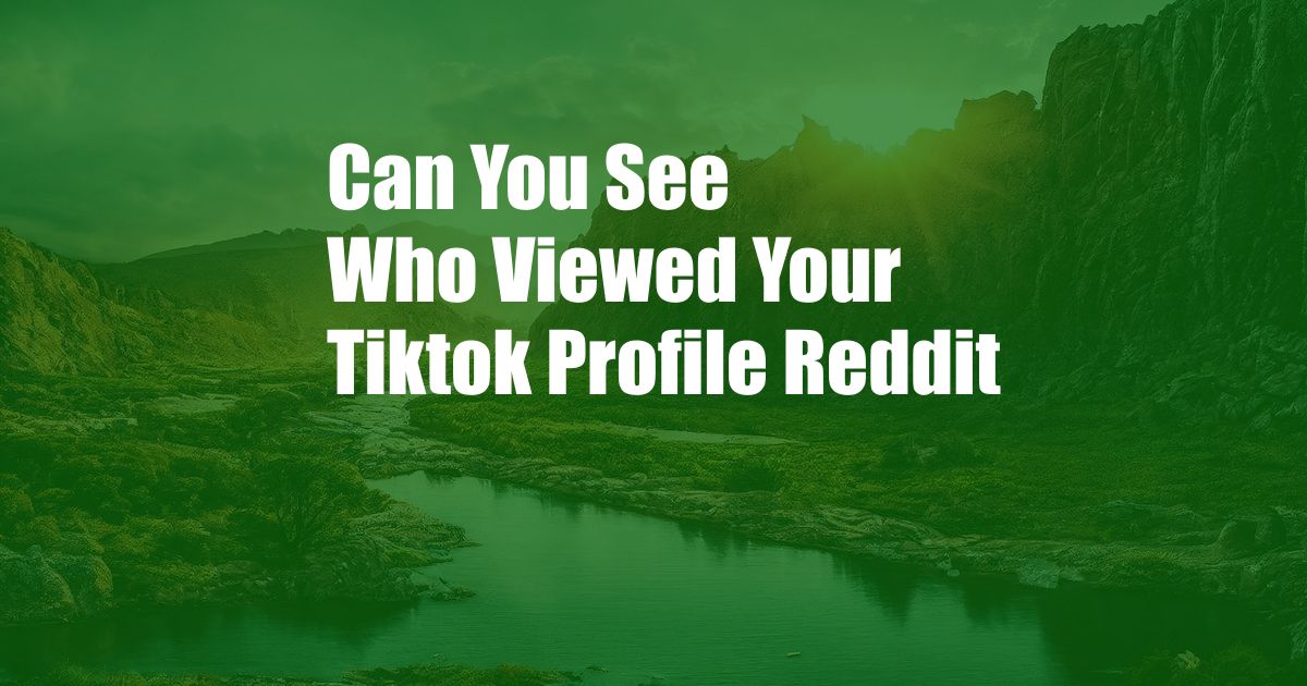 Can You See Who Viewed Your Tiktok Profile Reddit