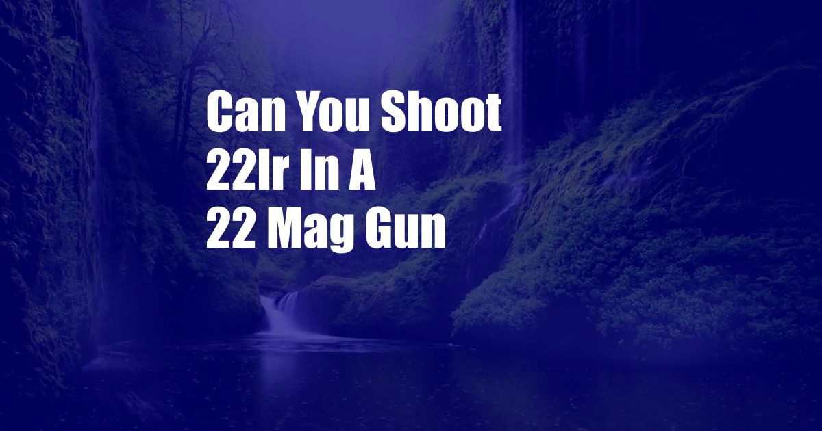 Can You Shoot 22lr In A 22 Mag Gun