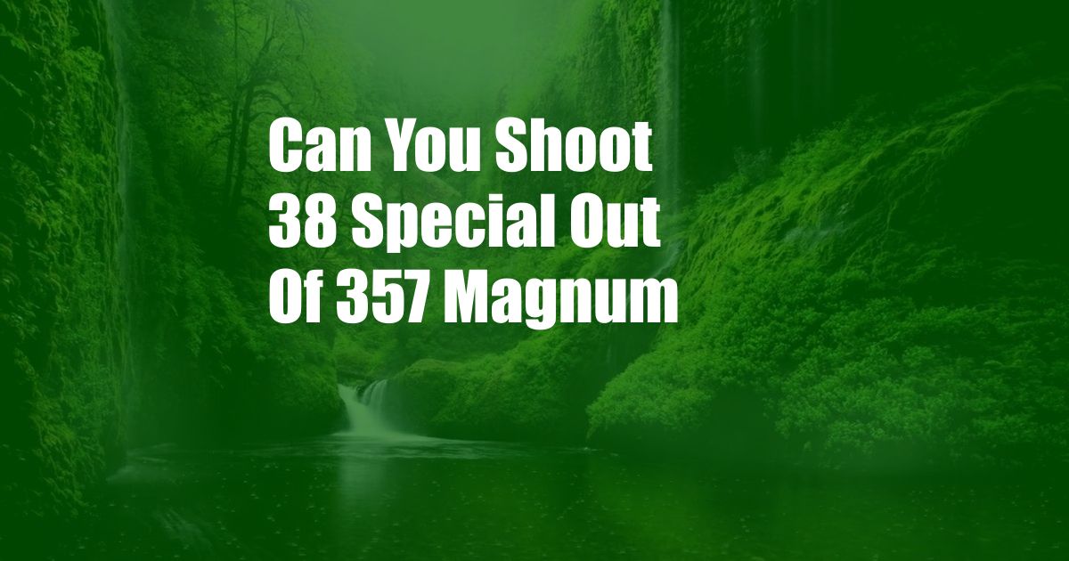 Can You Shoot 38 Special Out Of 357 Magnum