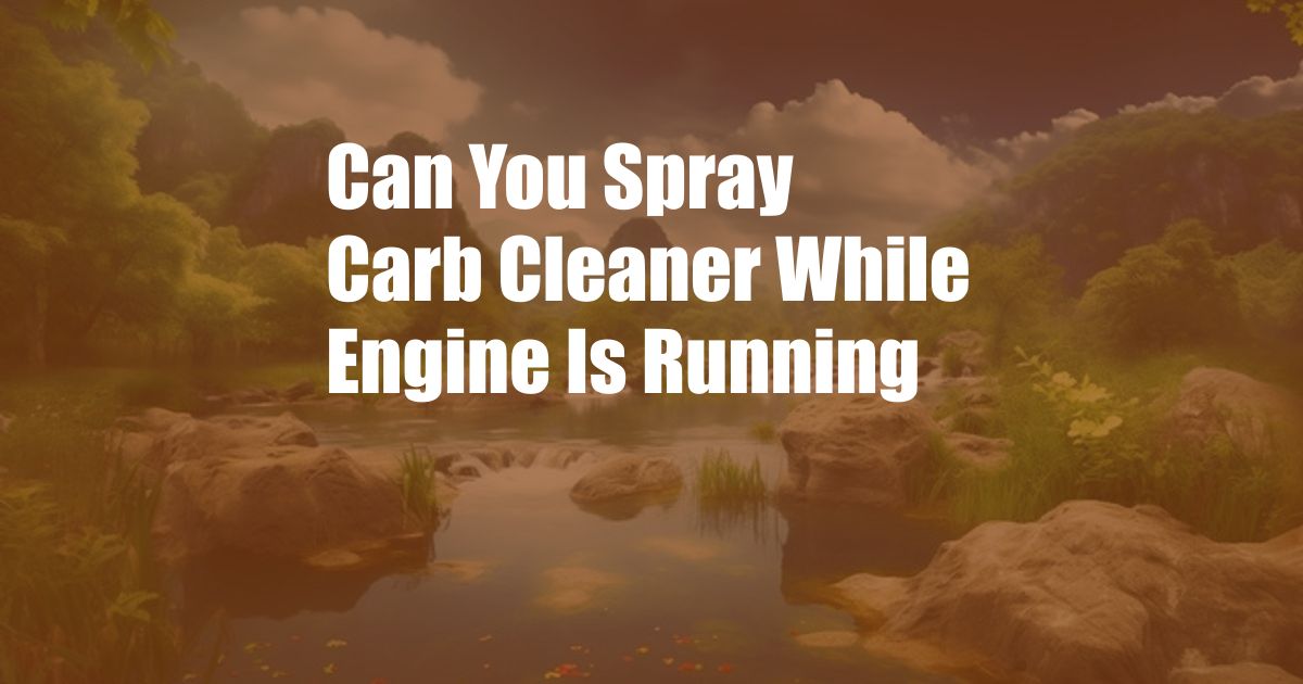 Can You Spray Carb Cleaner While Engine Is Running