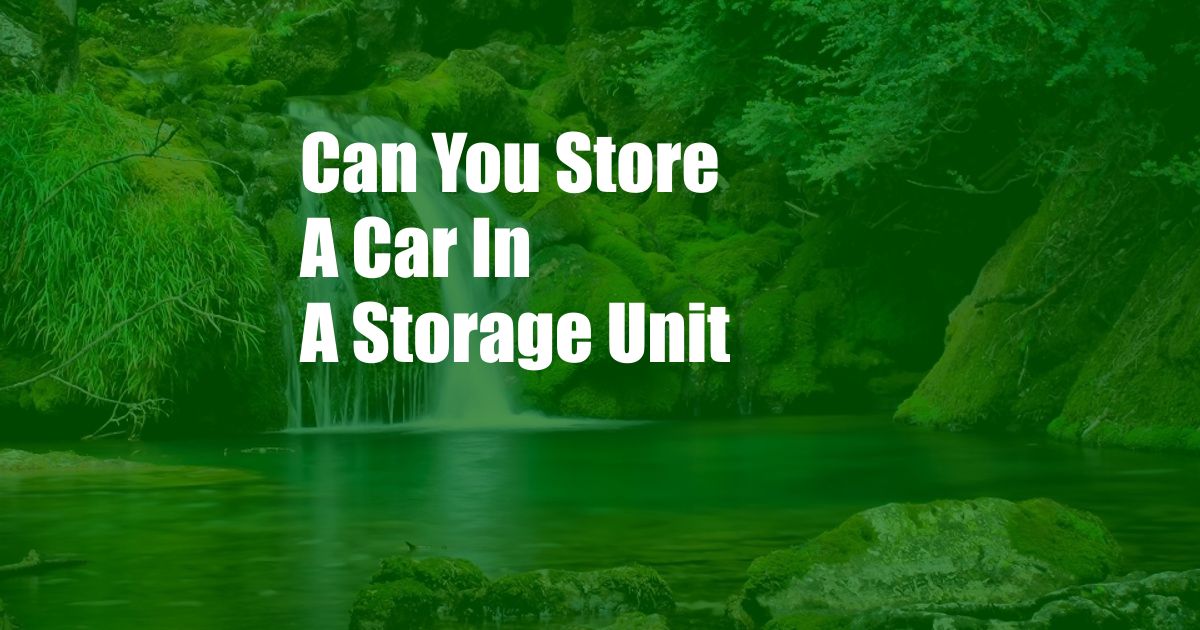 Can You Store A Car In A Storage Unit