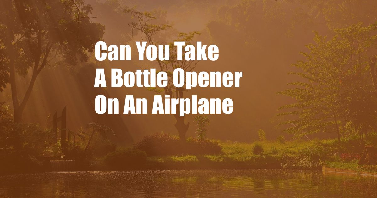 Can You Take A Bottle Opener On An Airplane