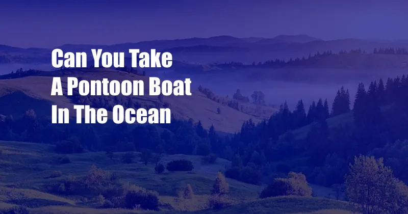 Can You Take A Pontoon Boat In The Ocean