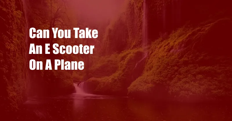 Can You Take An E Scooter On A Plane