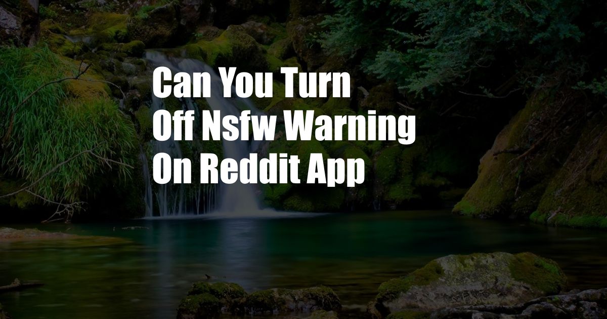 Can You Turn Off Nsfw Warning On Reddit App