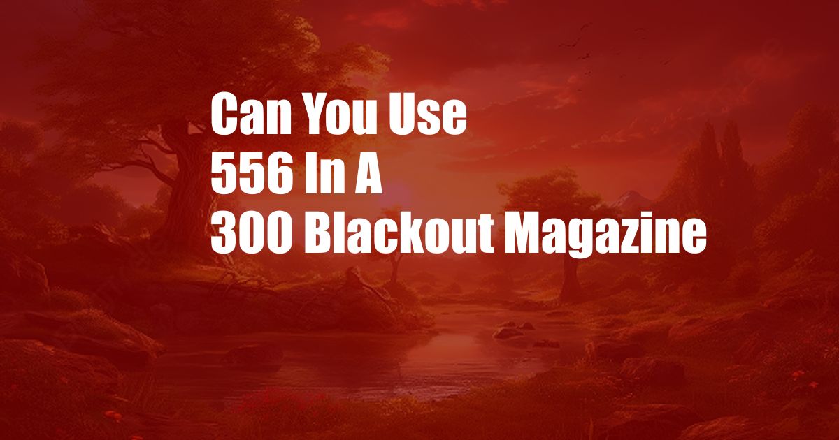 Can You Use 556 In A 300 Blackout Magazine