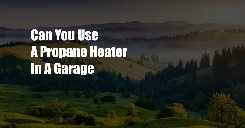 Can You Use A Propane Heater In A Garage