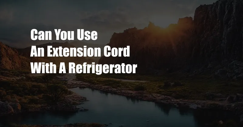 Can You Use An Extension Cord With A Refrigerator