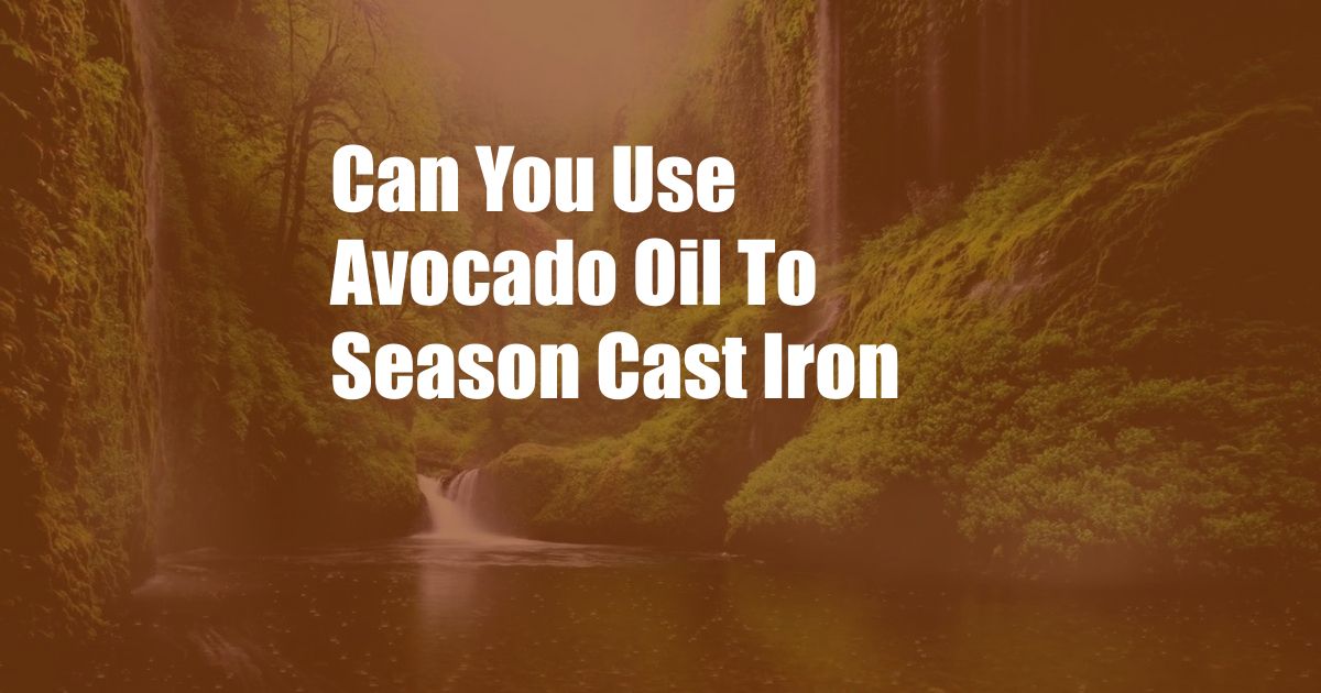 Can You Use Avocado Oil To Season Cast Iron